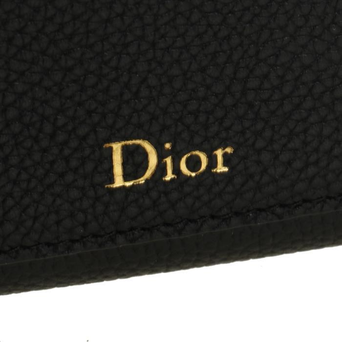 DIOR Medallion D-Riley Leather Card Holder Wallet Navy