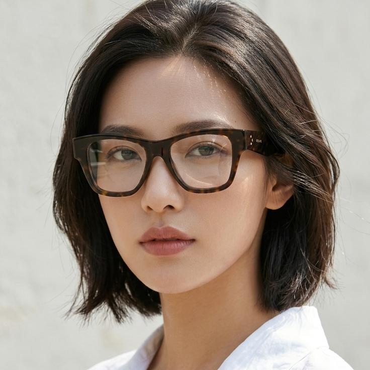 CELINE Translucent Tortoise Square Acetate Eyeglass Frames Unisex CL50014I 052