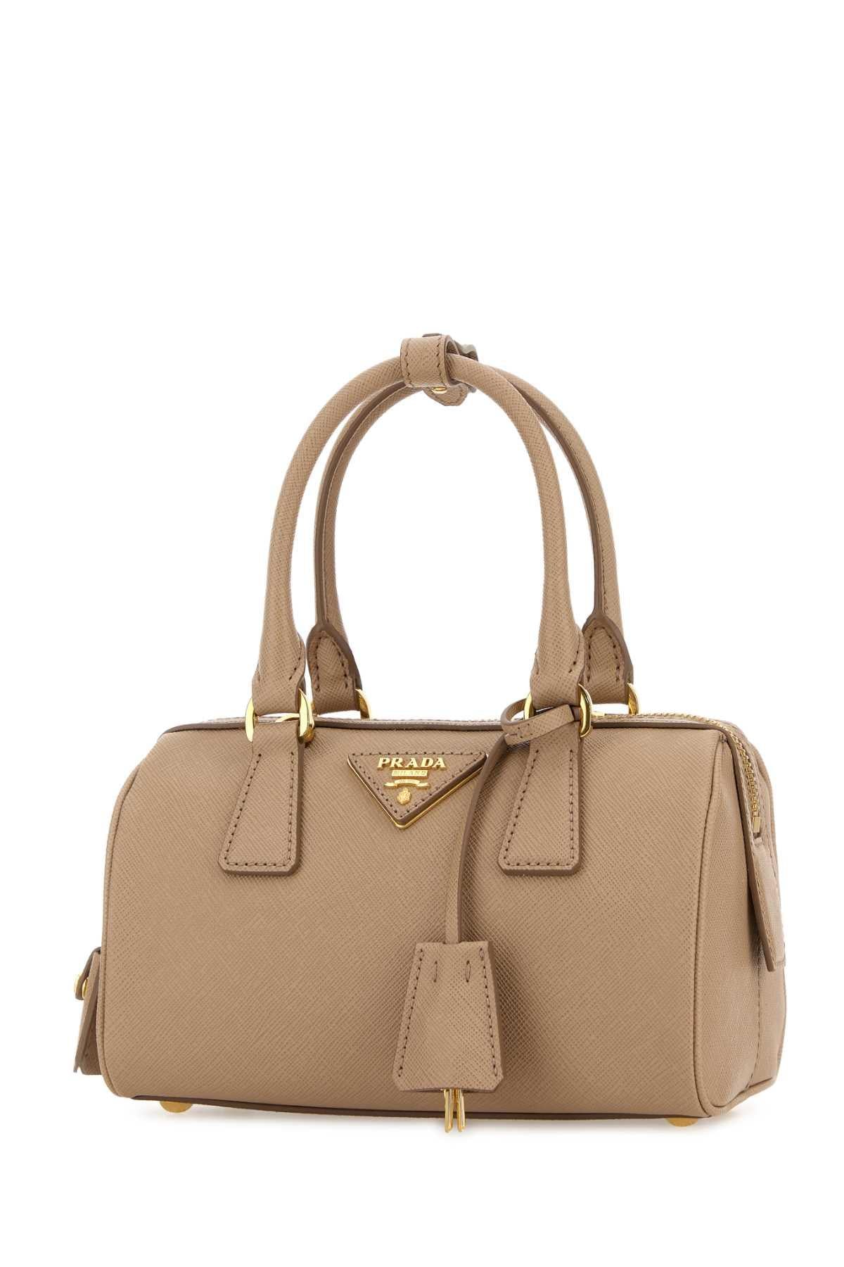 PRADA Black Leather Structured Tote Bag