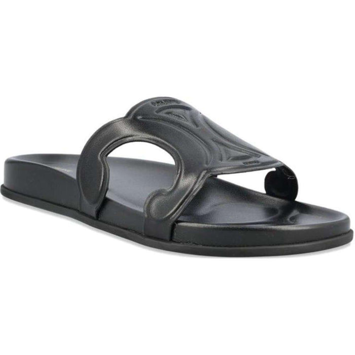 CELINE Triomphe Vegetable-Tanned Black Women’s Slide Sandals