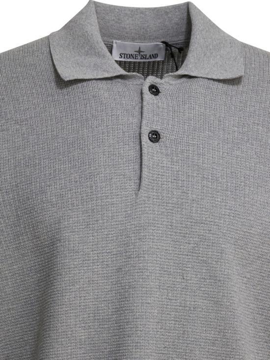 STONE ISLAND Melange Pearl Grey Cotton Polo Shirt for Men L1S155100024 S01B2
