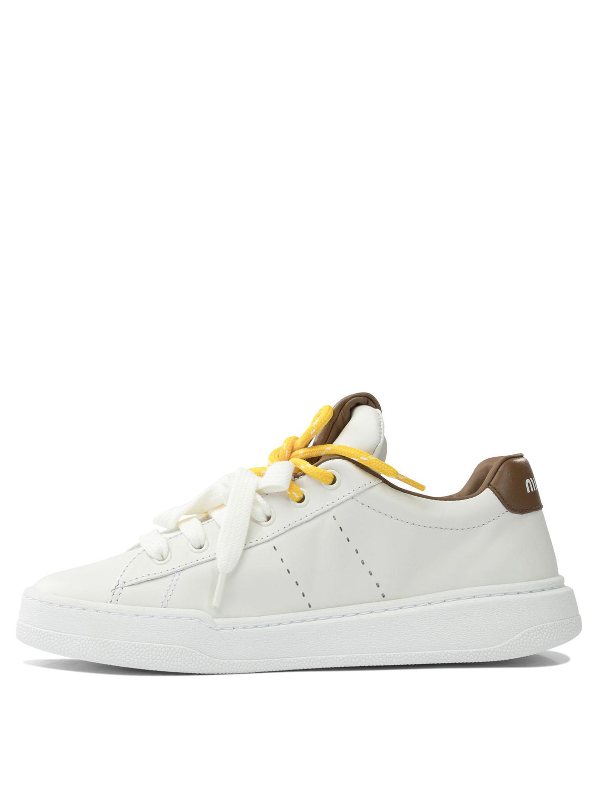 Miu Miu Leather Low-Top Sneakers White/Beige