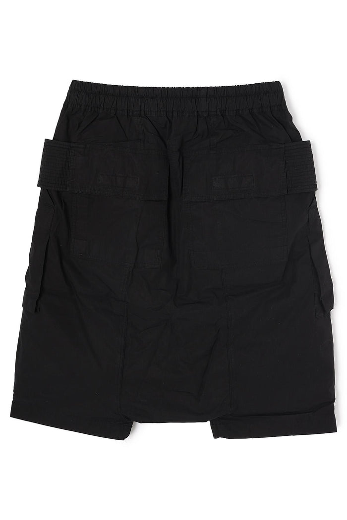 Rick Owens DRKSHDW Creatch Cargo Pods Black Cotton Ripstop Shorts