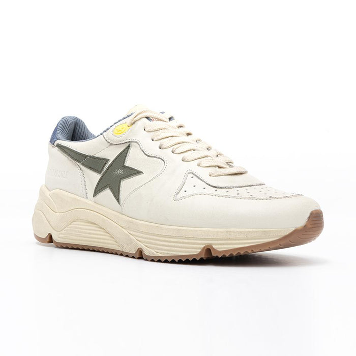 GOLDEN GOOSE White Green Star Patch Men’s Running Sneakers Low Top