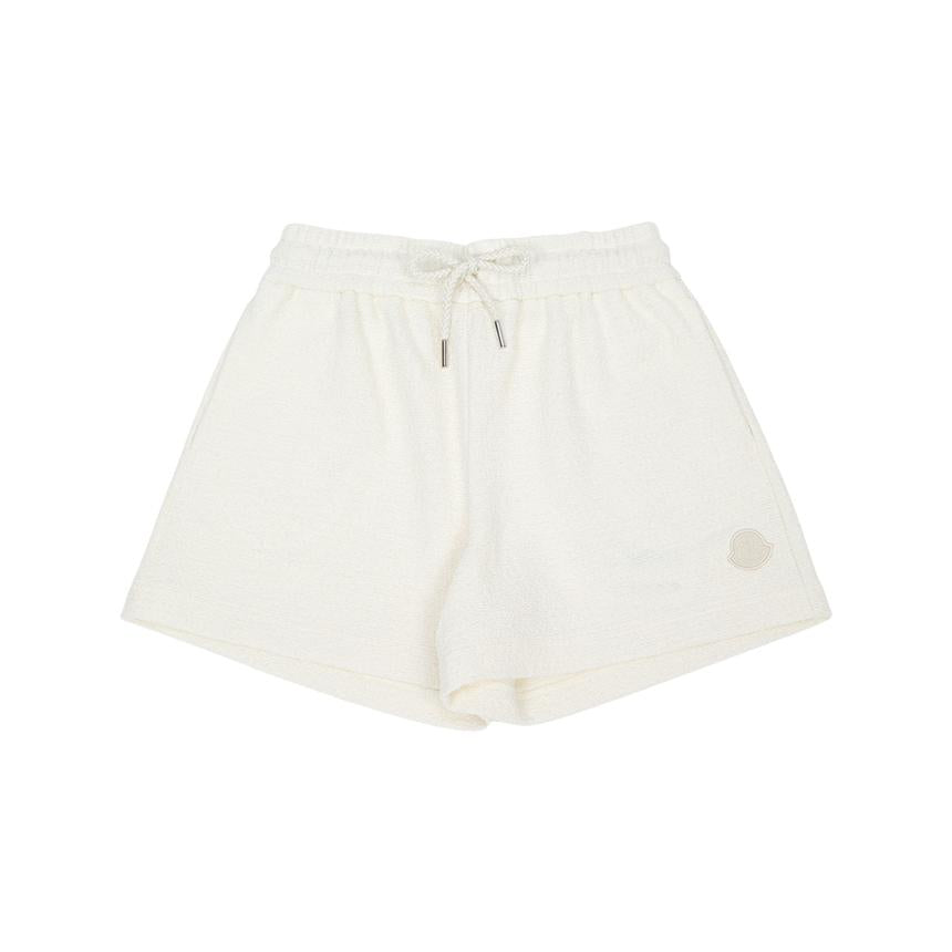 Moncler Women’s Cotton Blend Logo Trim Short Shorts White