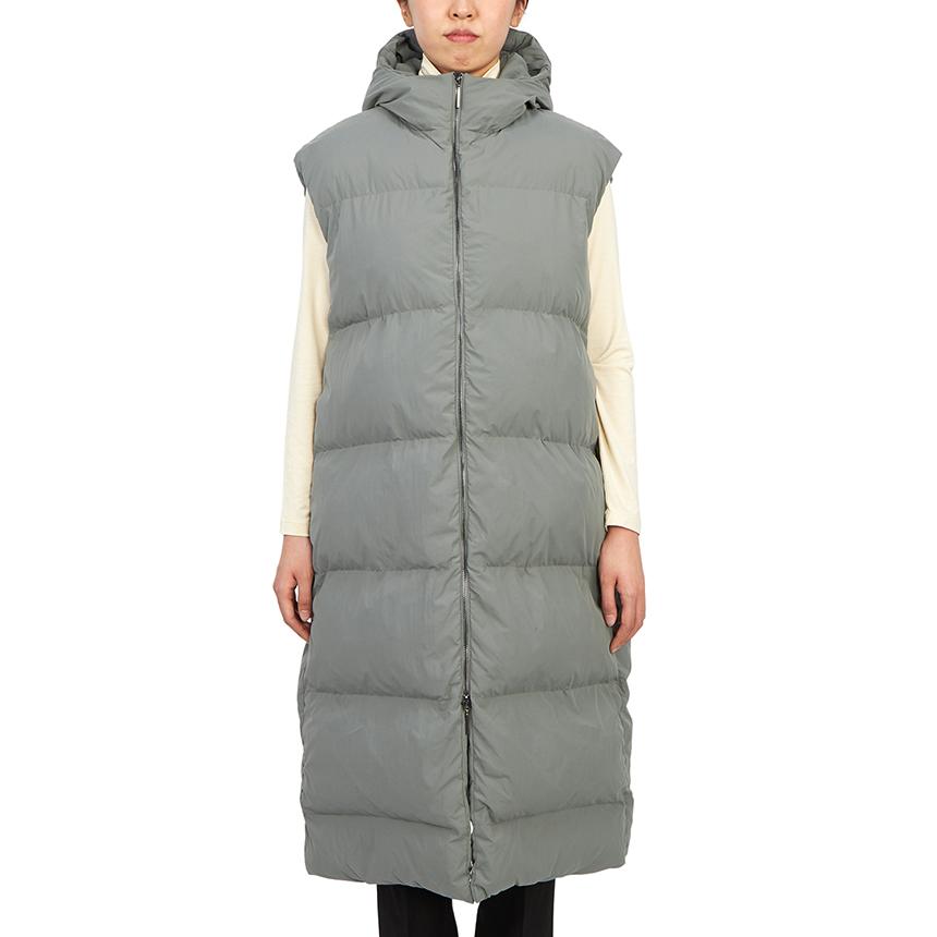 STUDIO NICHOLSON GRIS Hooded Long Down Puffer Vest Coat for Women