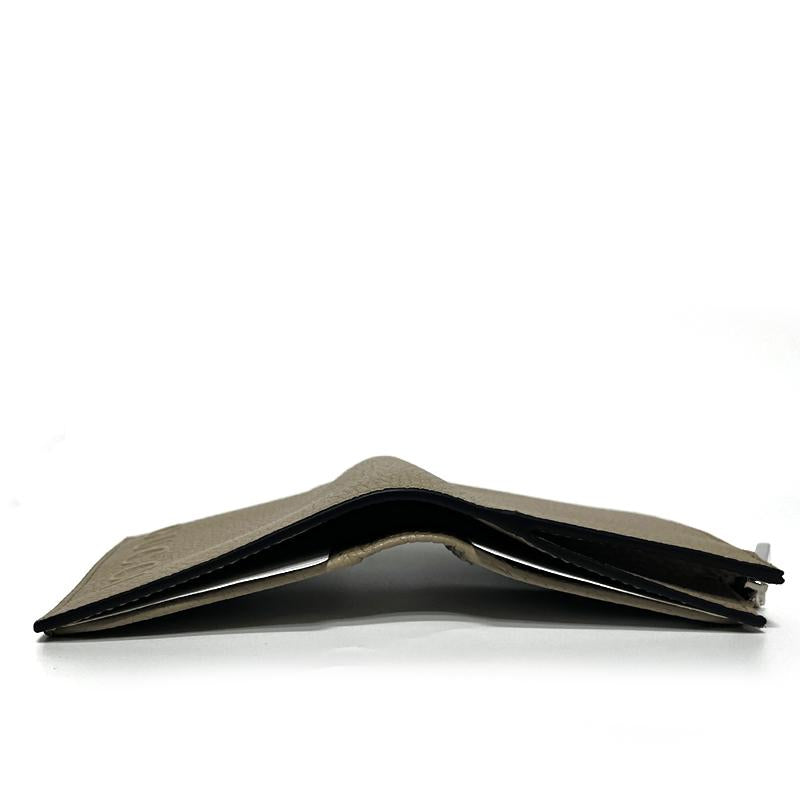 GUCCI Logo Leather Bifold Wallet Khaki Beige