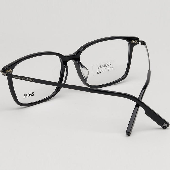 Zegna Black Square Acetate Asian Fit Eyeglass Frames EZ5246F 001