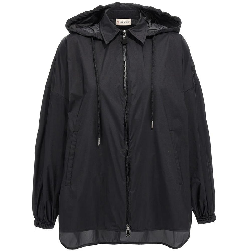 Moncler Logo Patch Hooded Windbreaker Jacket Black 2F000 13 596TM 999
