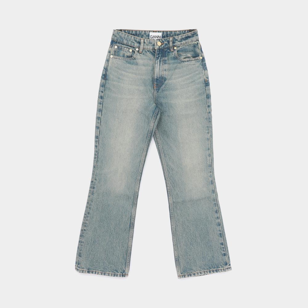 GANNI Red Patch Logo 5-Pocket Denim Women’s Pants A1100101 567