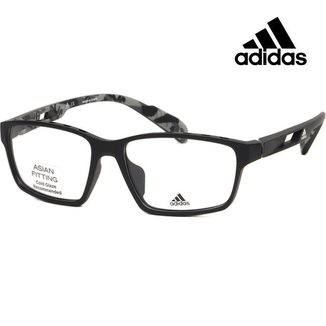 Adidas Black Square Acetate Asian Fit Eyeglass Frames Unisex SP5004F 002