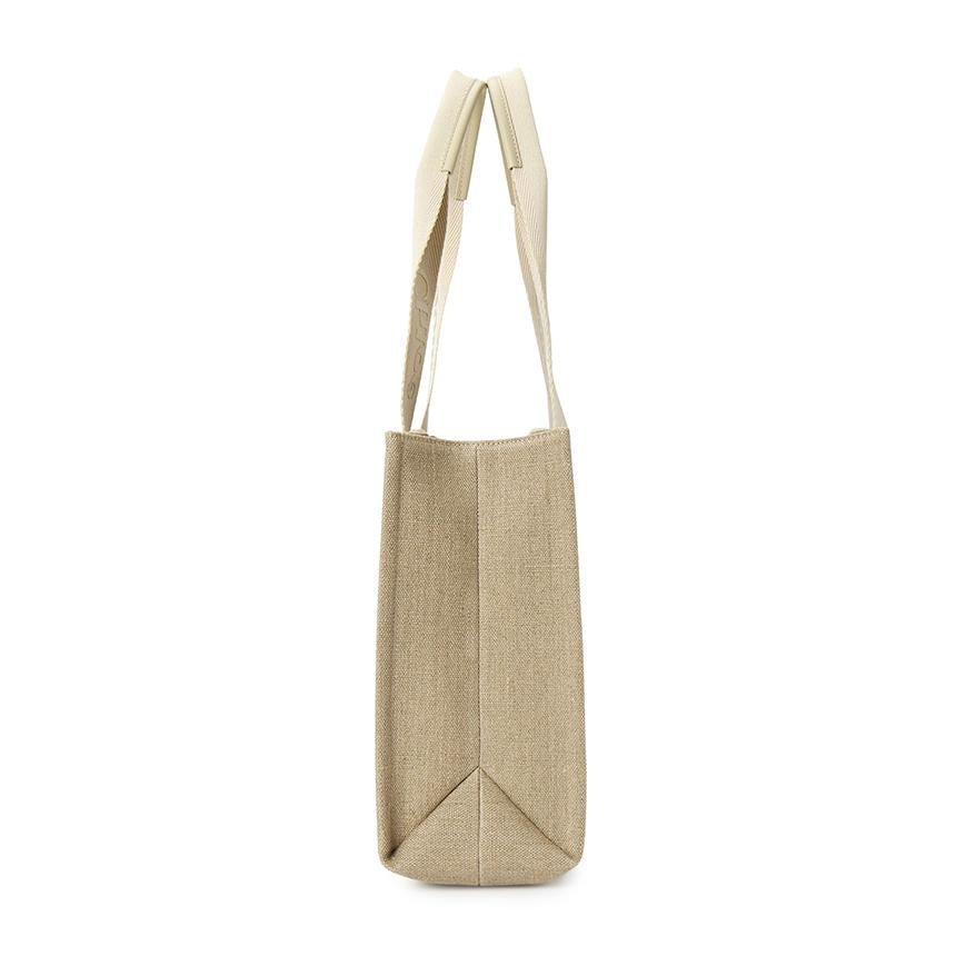 Chloe Woody Small Canvas Leather Tote Bag Beige Brown Unisex CHC23 AS383 L17