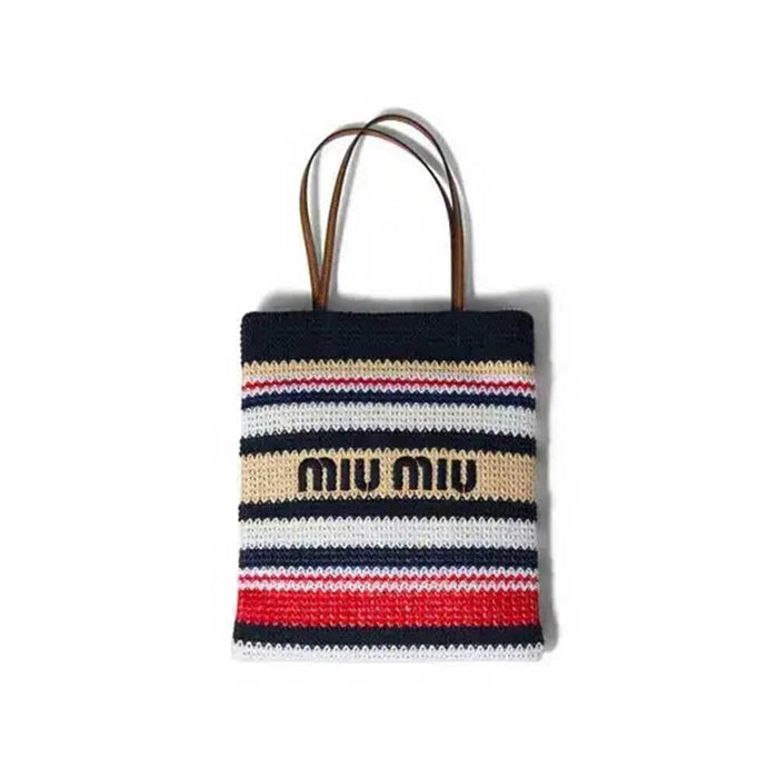 Miu Miu Raffia-Effect Woven Tote Bag