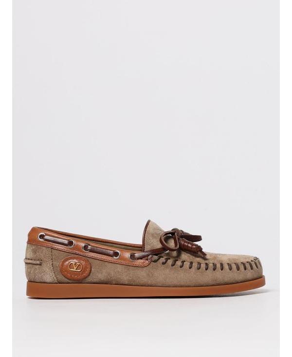 VALENTINO Palm Avenue Crust Leather Boat Shoes 7W2S0MW1 BTL AMV