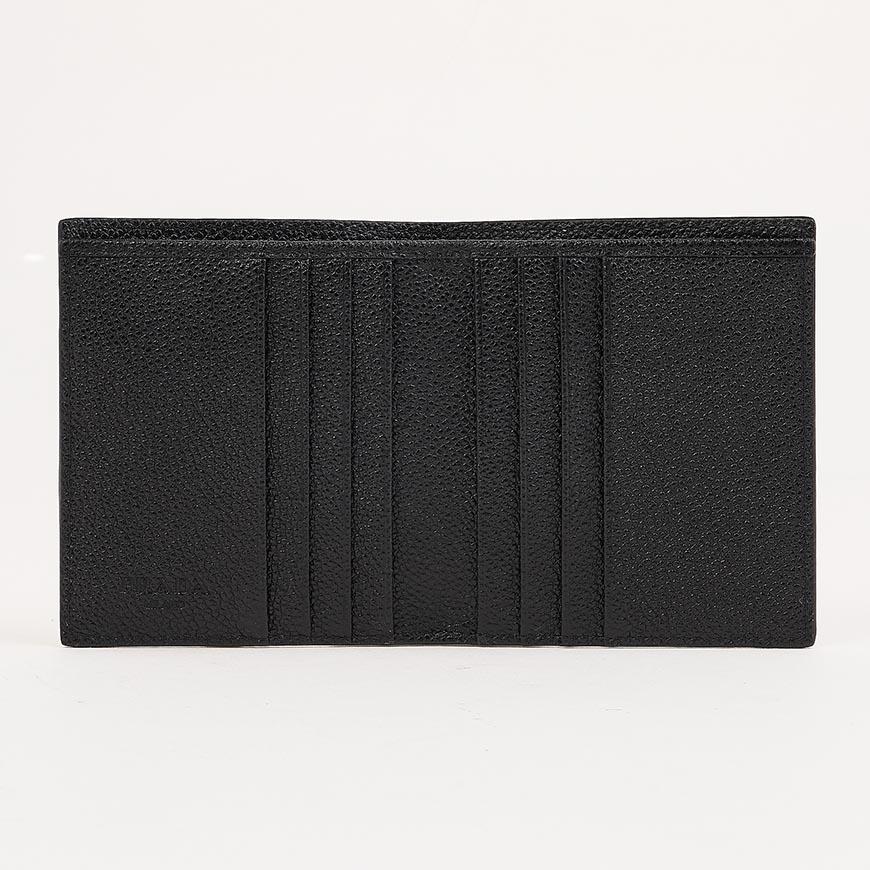 PRADA Vitello Leather Triangle Logo Bifold Wallet for Men