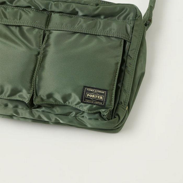PORTER Tanker Large Zipper Sling Bag Sage Green Crossbody