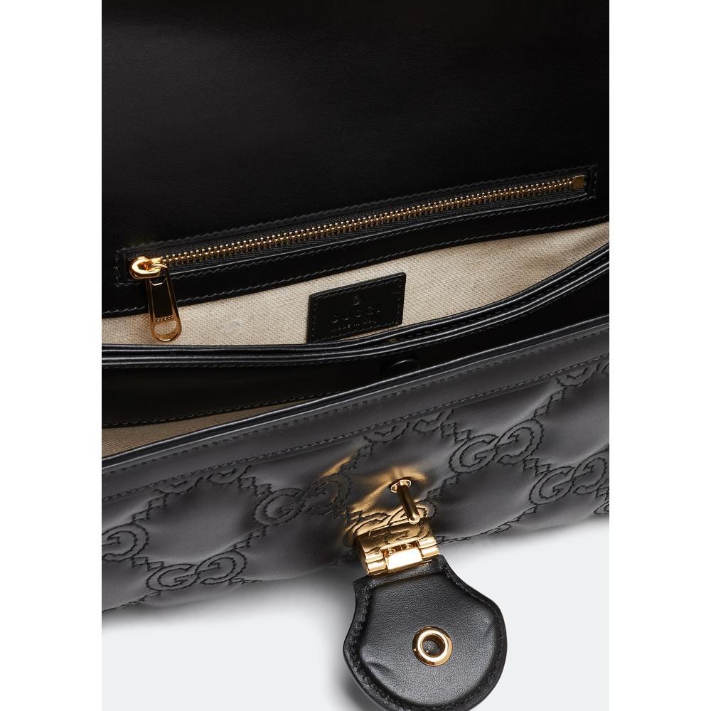 GUCCI GG Matelassé Leather Crossbody Bag Black