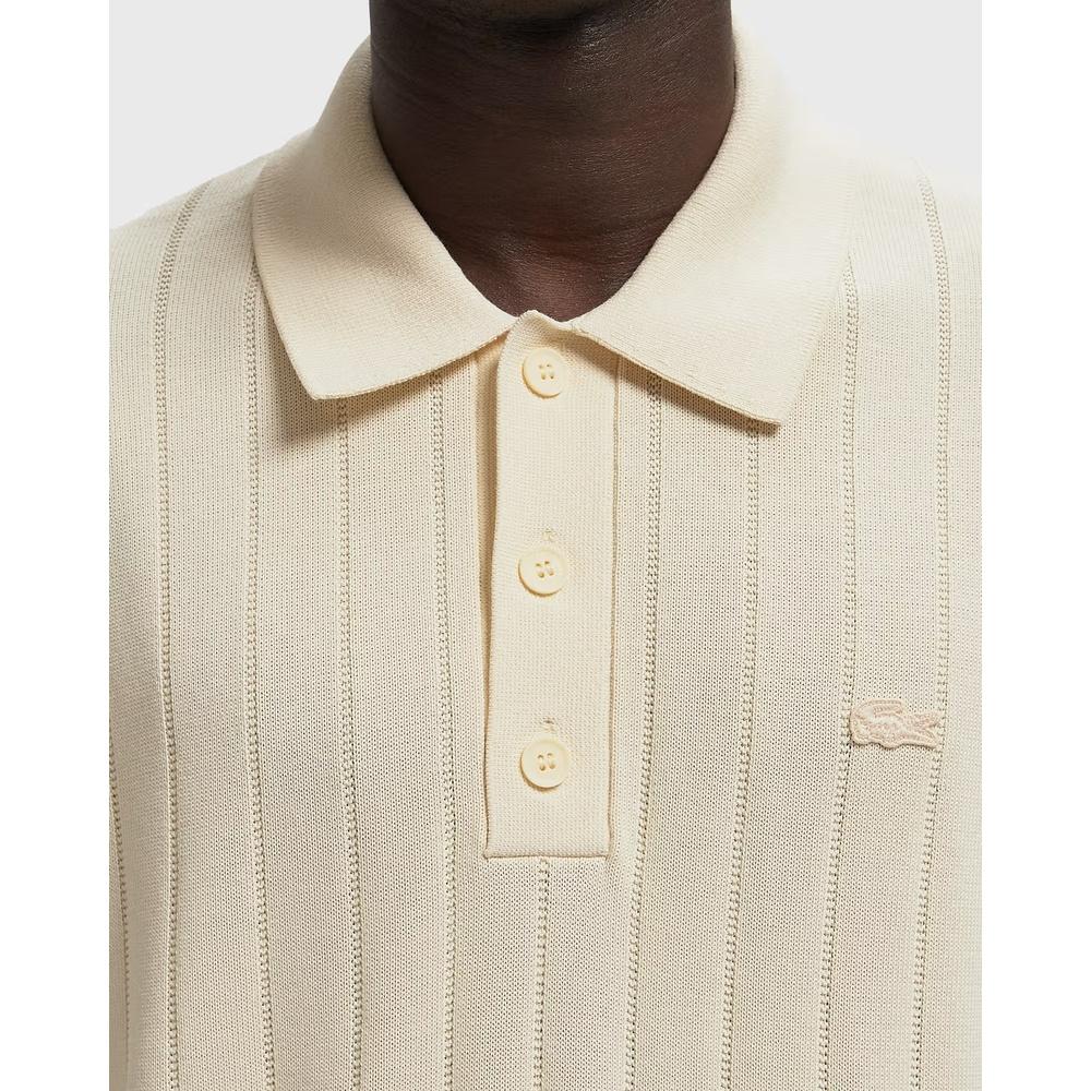Lacoste Logo Short Sleeve V-Neck Polo Knit for Men Gray