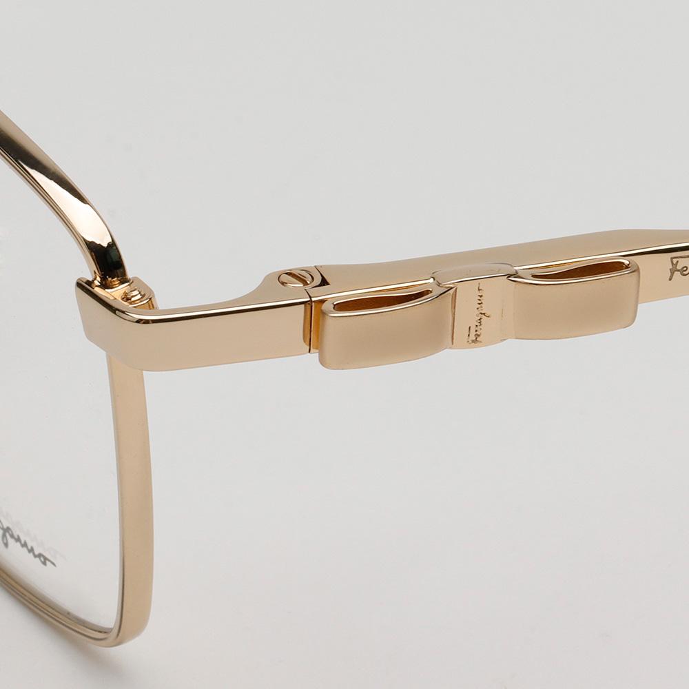 Ferragamo Gold Metal Square Eyeglass Frame Unisex SF2198 717