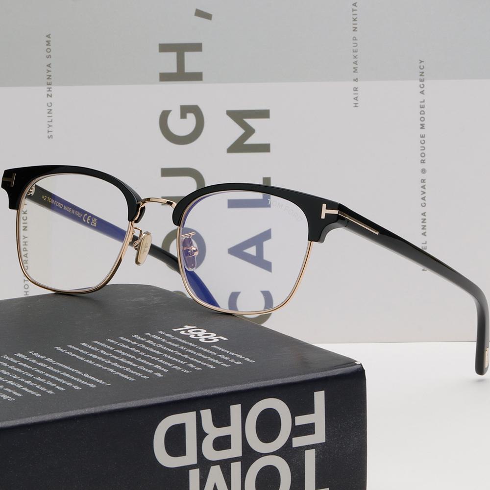 TOM FORD Blue Light Blocking Semi-Rim Browline Eyeglasses Unisex TF6001KB 001
