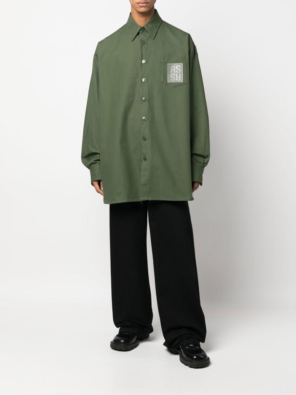Raf Simons R Pin Oversized Khaki Denim Shirt Jacket 222 M243 10080 0023