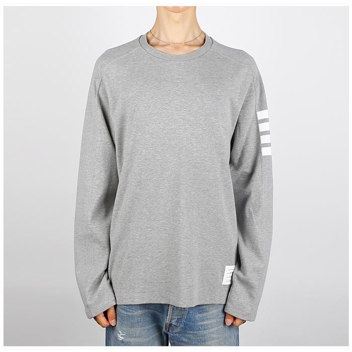 THOM BROWNE Diagonal Armband Long Sleeve T-Shirt Gray Men