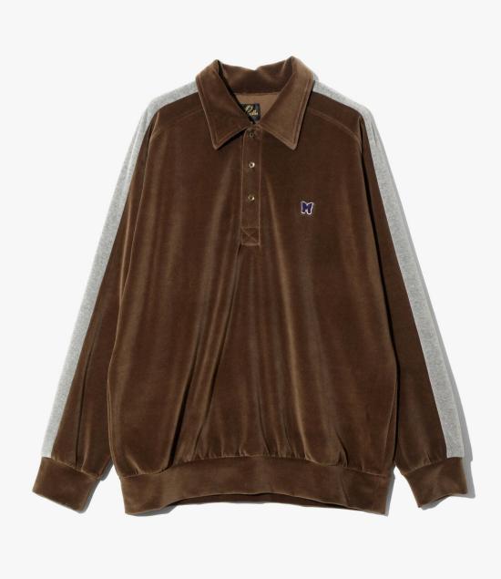 NEEDLES Velour Side Line Pullover Polo Shirt C PE RW338 BROWN DOM