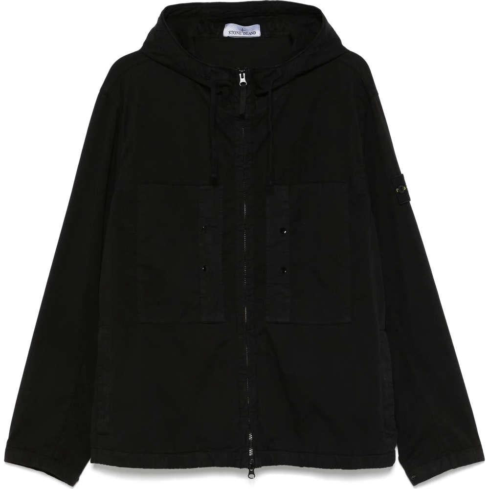 STONE ISLAND Black Woven Patch Logo Jacket for Men S154100091 S0010 V0029