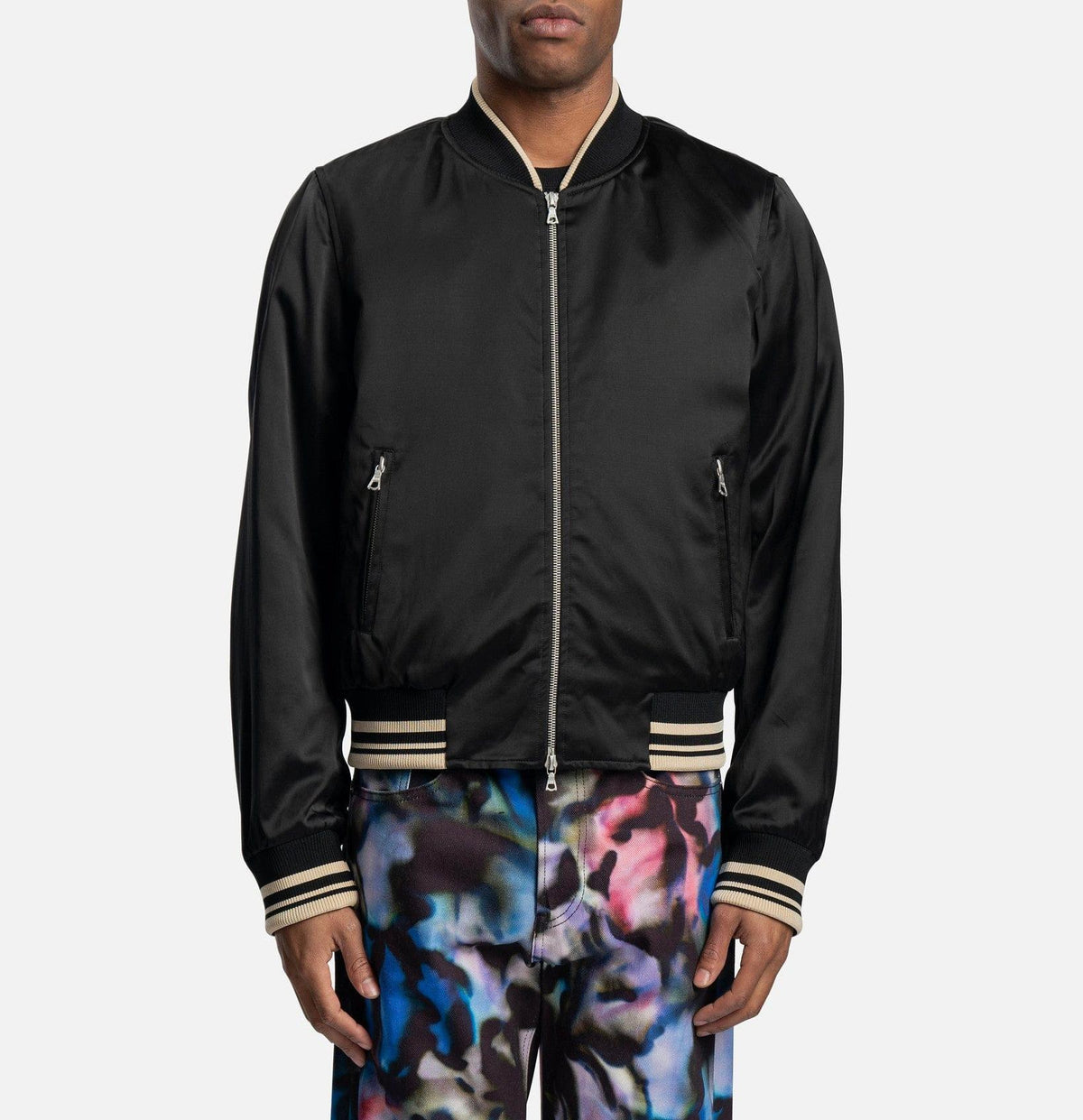 Dries Van Noten Men's Black Embroidered Bomber Jacket 231 020520 6190 900