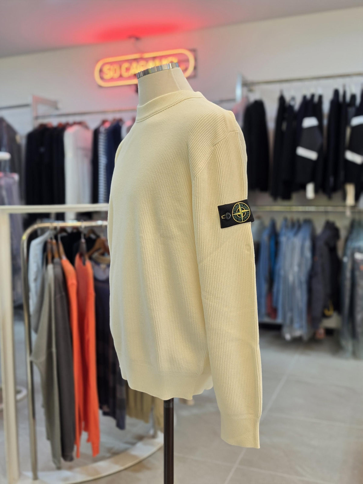 STONE ISLAND Soft Organic Cotton White Men’s Sweater Knit Top