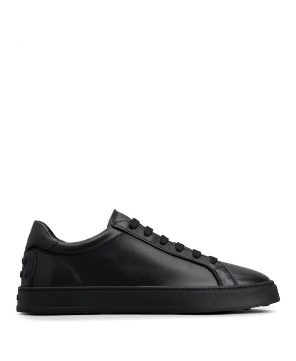 Tods Logo Tabs Lace-Up Sneakers Black Leather Shoes