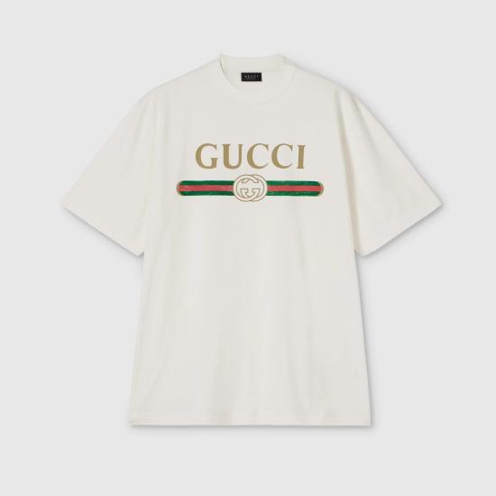 GUCCI White Short Sleeve T-Shirt Men’s Cotton Top