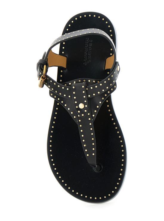 Isabel Marant Leather Slide Sandals SD0217FAC1B05S01BK BLACK DOM