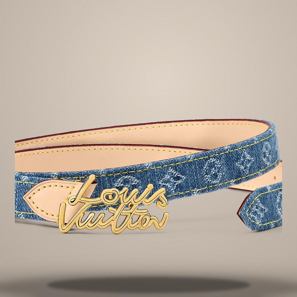 Louis Vuitton LV Script 20mm Denim Blue Belt M4658