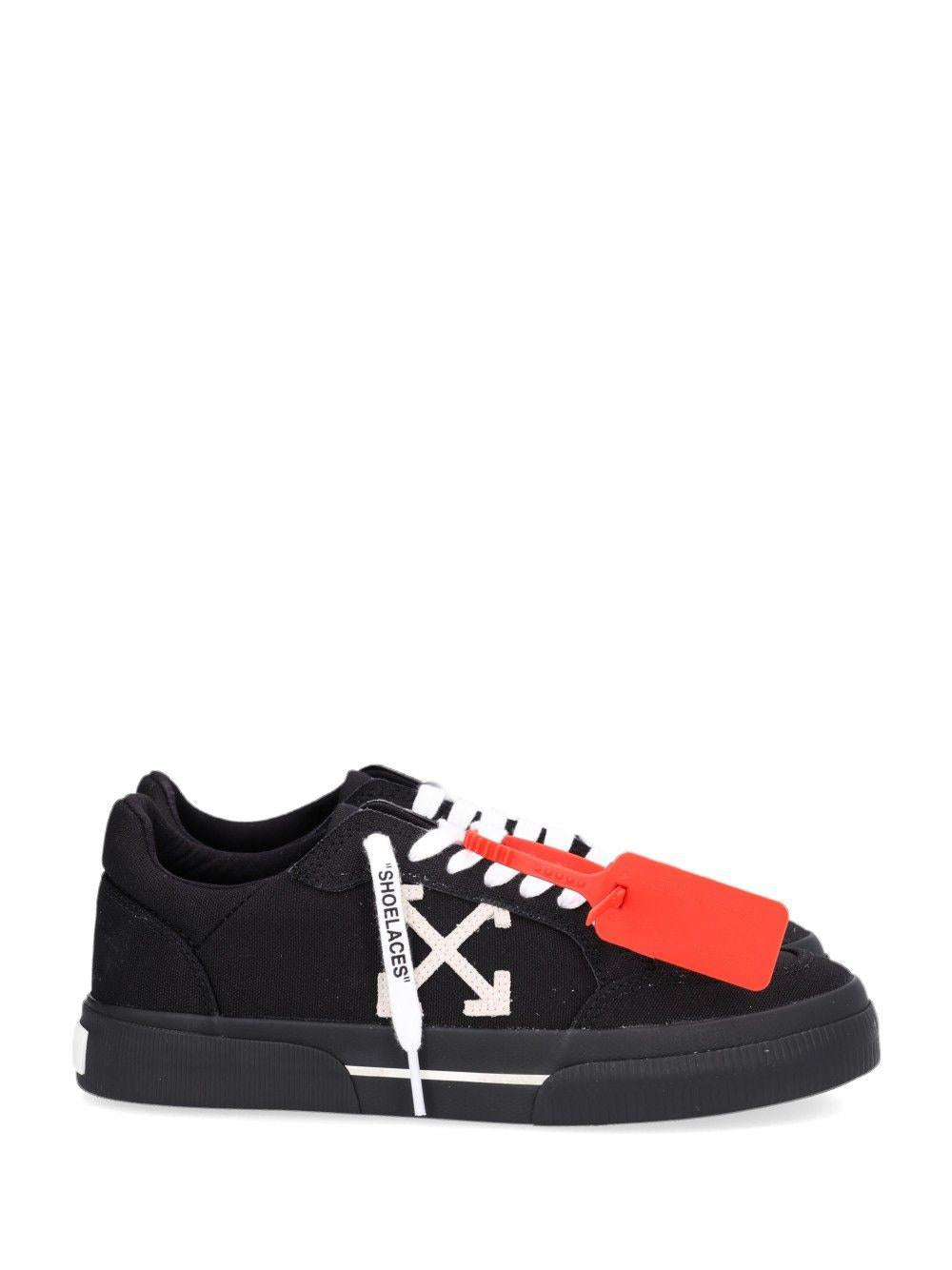 OFF WHITE Black Leather Low-Top Sneakers