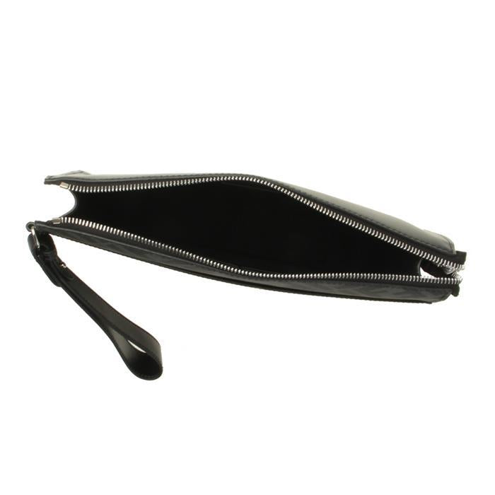FENDI FF Logo Square Leather Clutch Bag Black