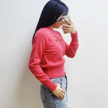 DIESEL Pink Cutout Logo Knit Sweater for Women