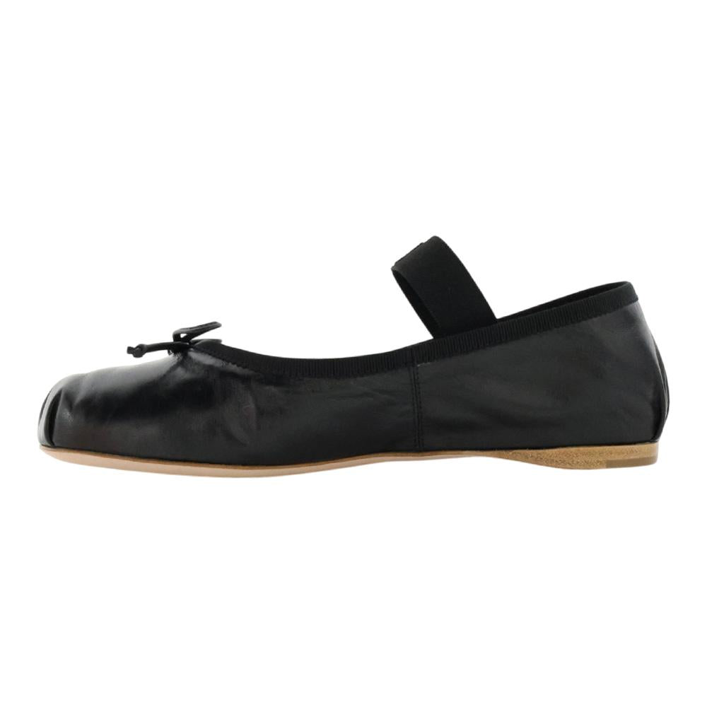 Miu Miu Leather Ballerina Flats Women’s Black