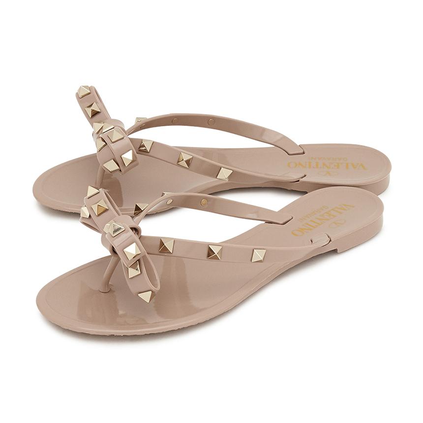 VALENTINO Rockstud Women's Jelly Thong Sandals Pink