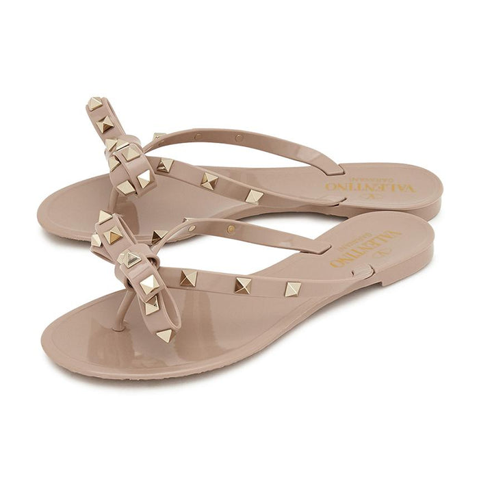 VALENTINO Rockstud Women's Jelly Thong Sandals Pink