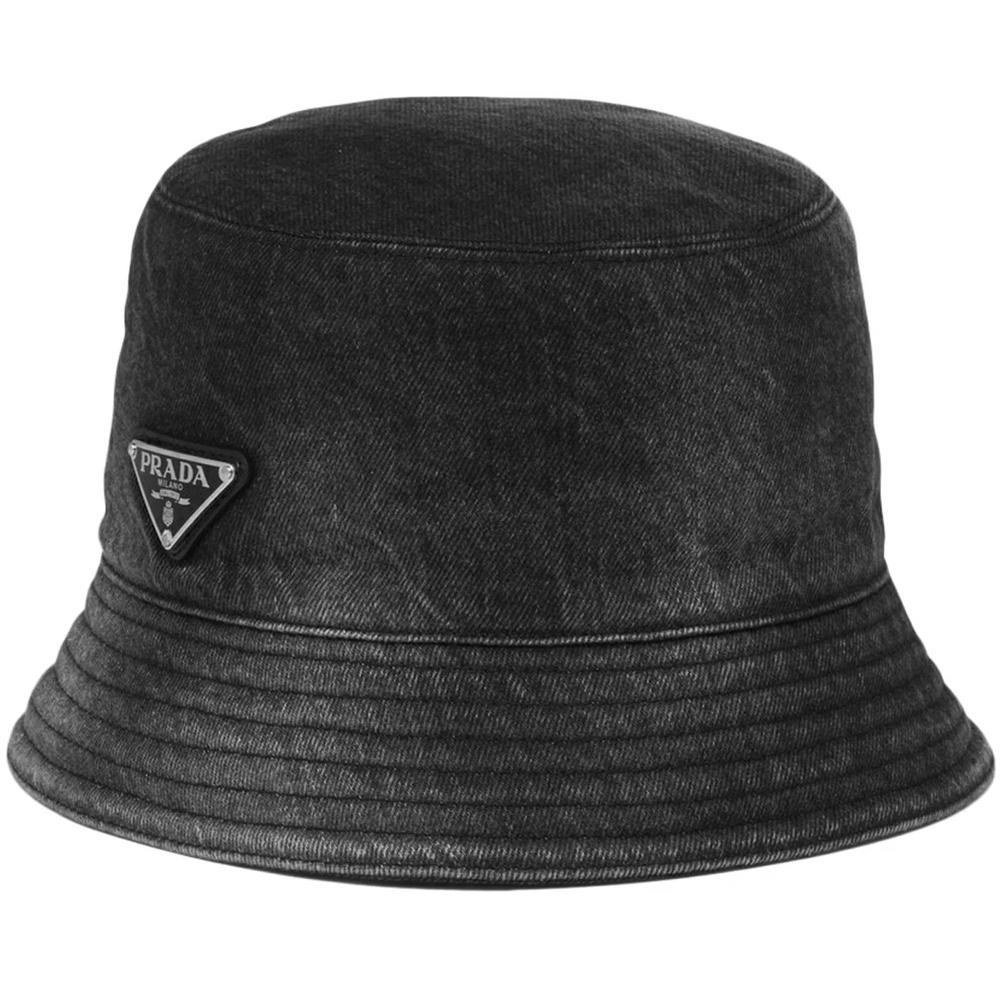 PRADA Triangle Logo Denim Bucket Hat Black Men’s 2HC137 12K8 F0557