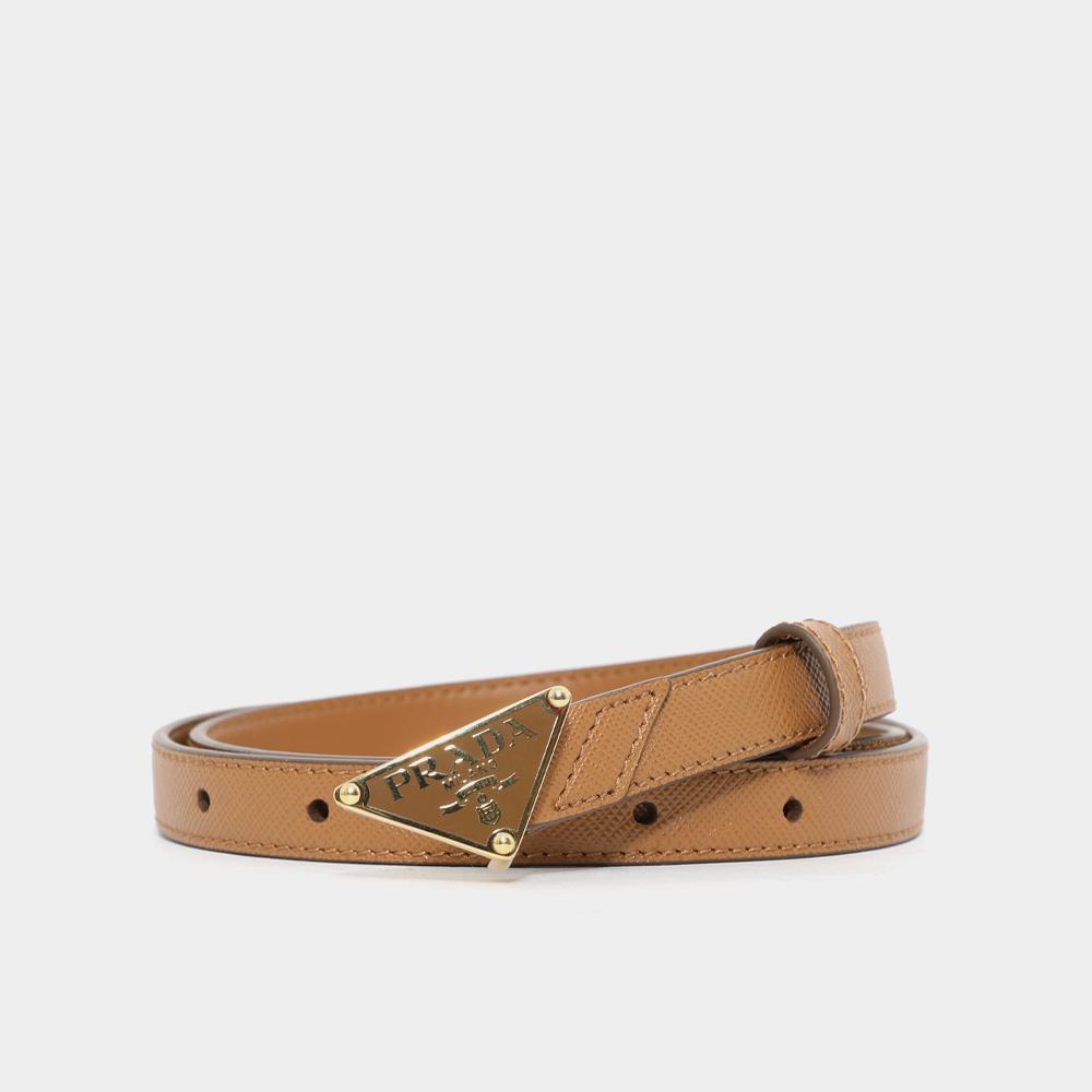 PRADA Saffiano Leather Triangle Logo Women’s Belt
