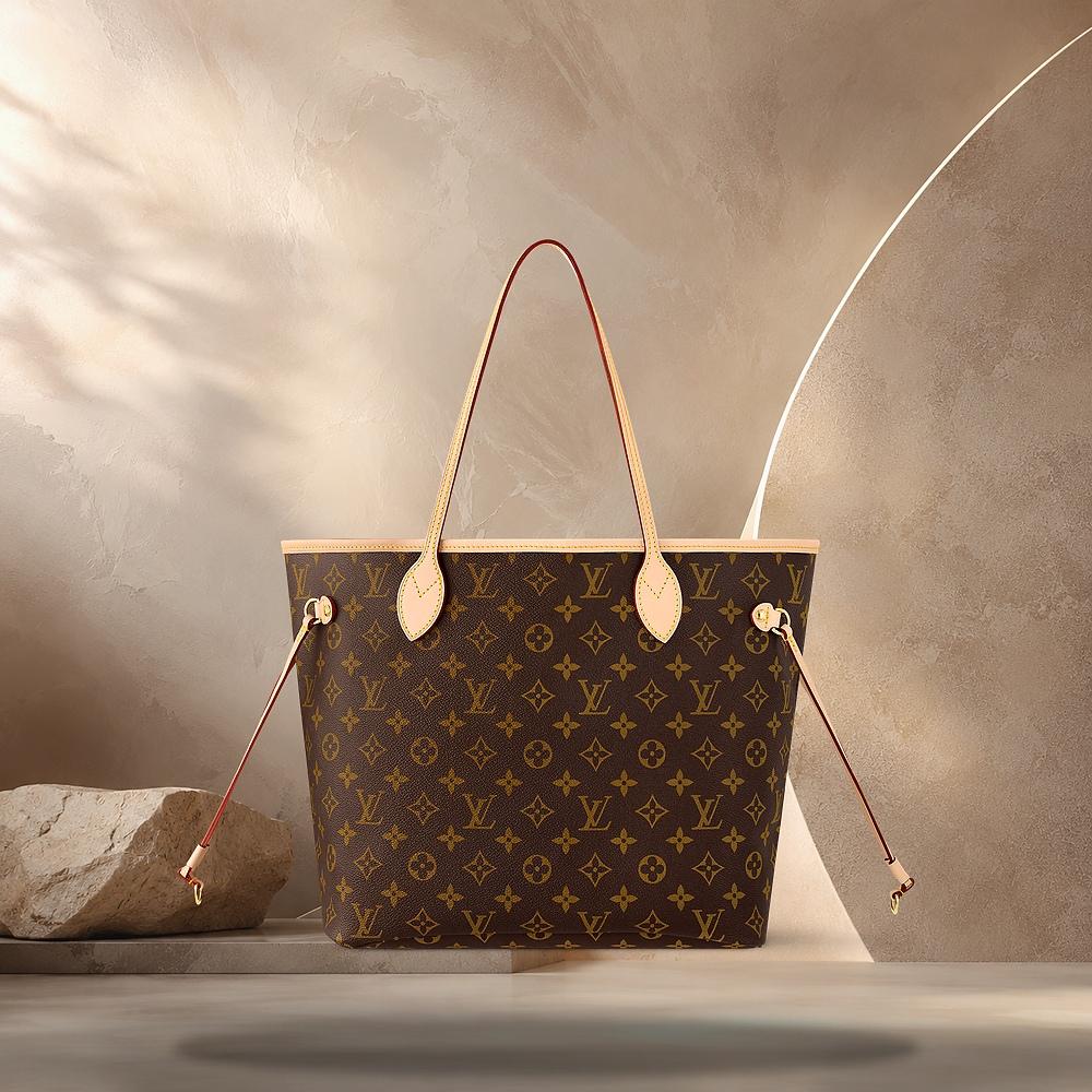Louis Vuitton Beige Neverfull MM Tote Bag