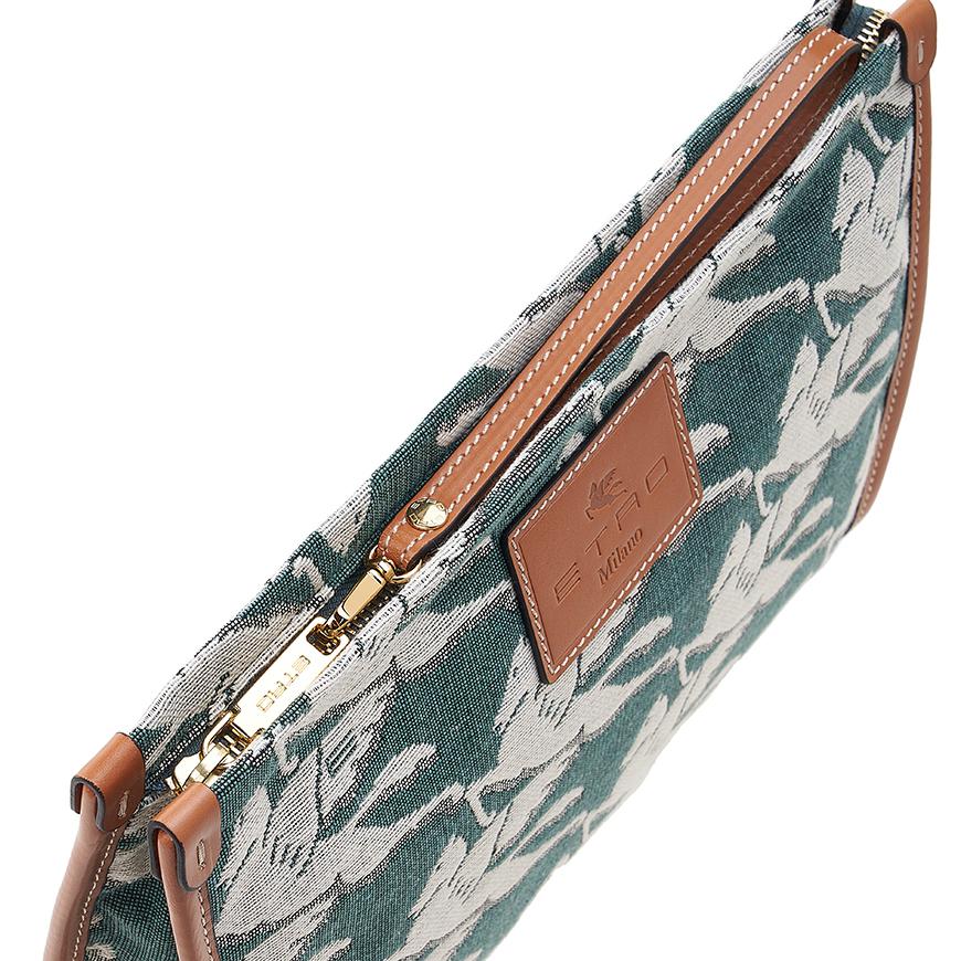 Etro Pegasus Logo Leather Clutch for Women