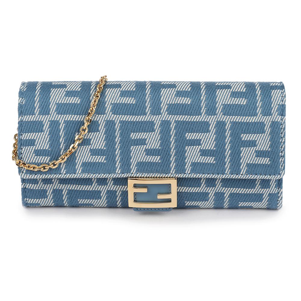FENDI Baguette Chain Long Wallet Leather Women’s Black 8M0365 AUNJ F1SKL