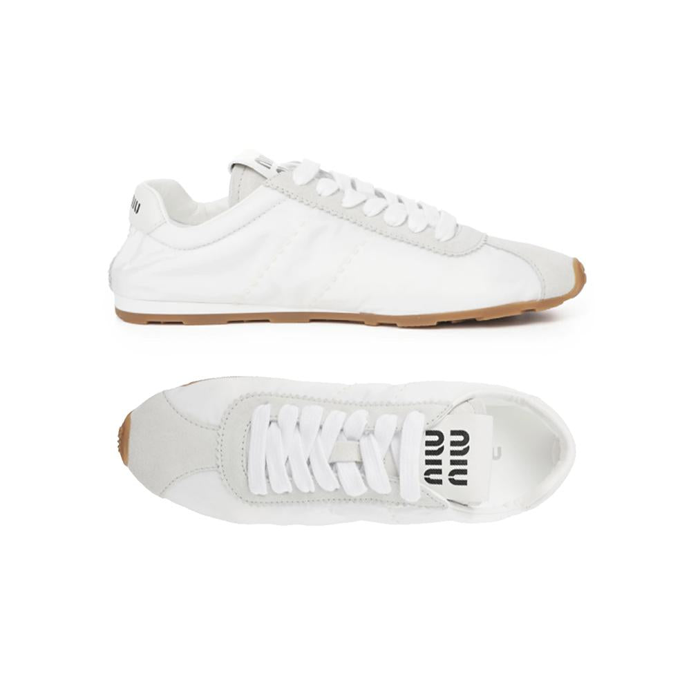 Miu Miu Logo Plume White Low-Top Sneakers 5E114E D7C F0009