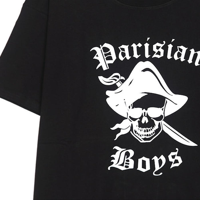 LES ARTIST Parisian Skull Print Black T-Shirt