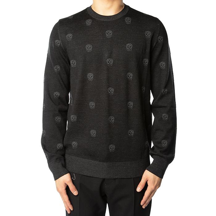 Alexander Mcqueen Skull Embroidered Wool Crewneck Sweater Men’s Black
