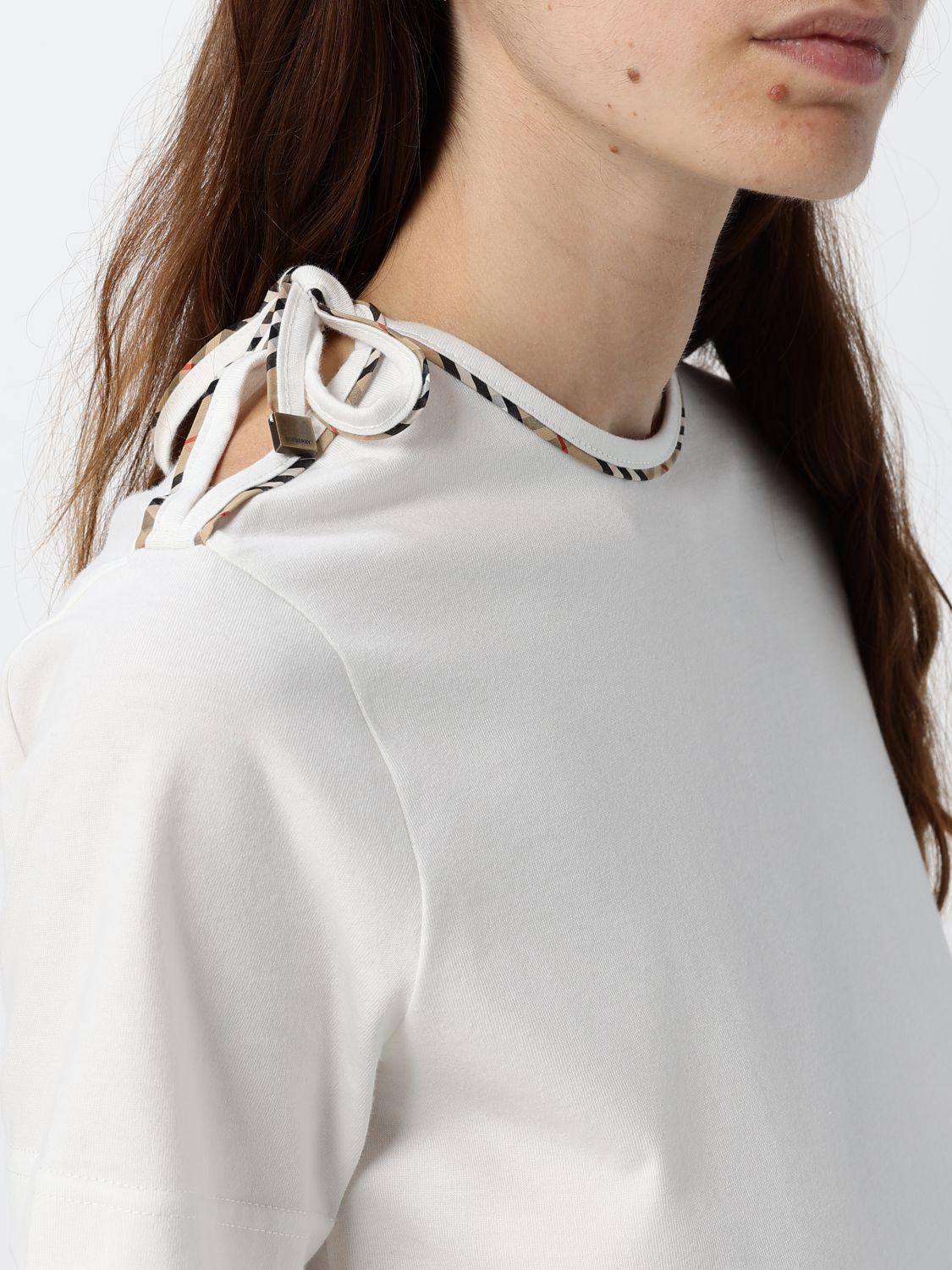 BURBERRY Short Sleeve Cotton T-Shirt White Women’s
