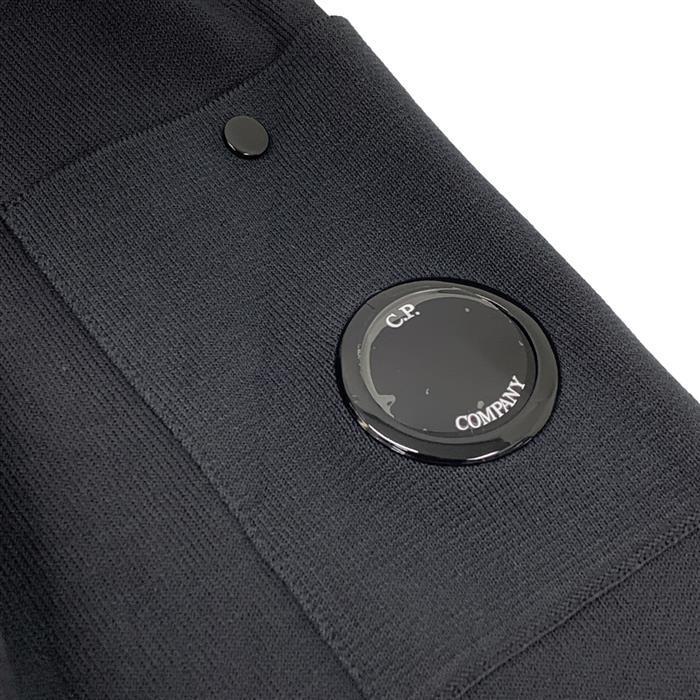 CP Company Cotton Crepe Round Neck Knit Sweater with Lens Patch